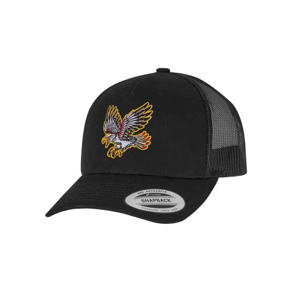 Mister Tee - Bravery Eagle Trucker Cap 5Panel Retro Trucker Snapback Cap - Black